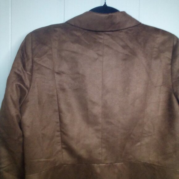 Vicki Wayne Jacket Blazer 10P 10 Petite Suede Brown - Picture 2 of 13
